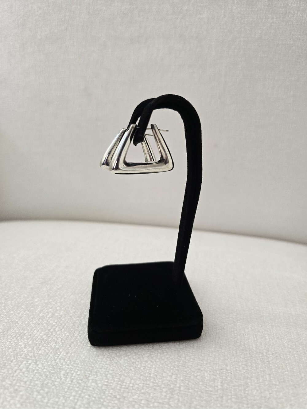 Chunky 925 Silver Triangular Hoop Earrings